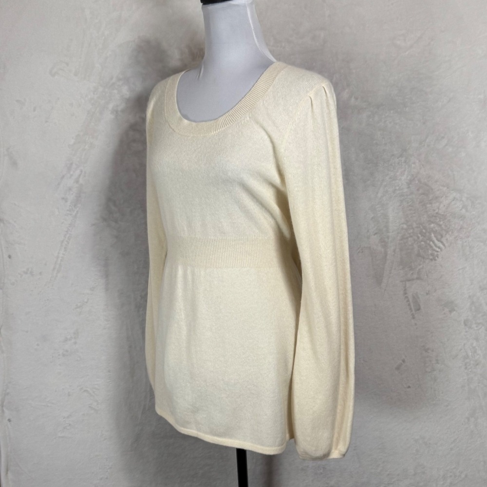 NWT Y2K Banana Republic Cream Babydoll Sweater Size L‎ Bell Sleeve Wool Cashmere - Picture 6 of 16